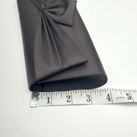 Vintage Le Château Black Satin Evening Clutch Bag w Bow | Formal Prom Wedding - Picture 7 of 16